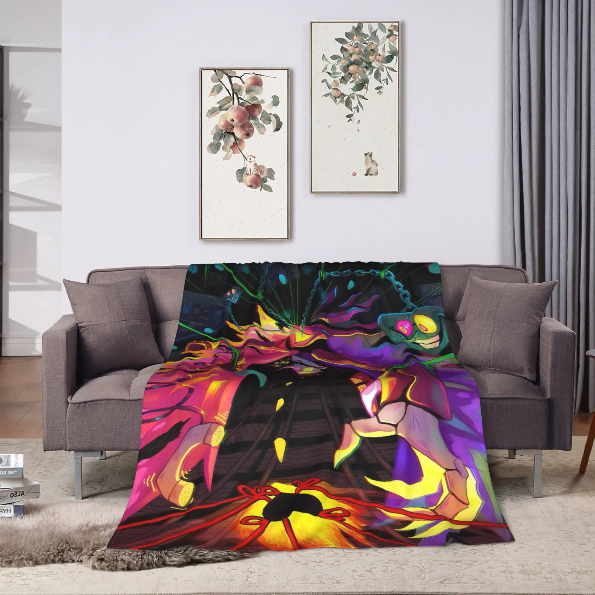 Game Deltarune Spamton Flannel Blanket  Warm Soft Throw Blanket for Home Decor Travel Office Aesthetic Bedspread Sofa Bed Cover