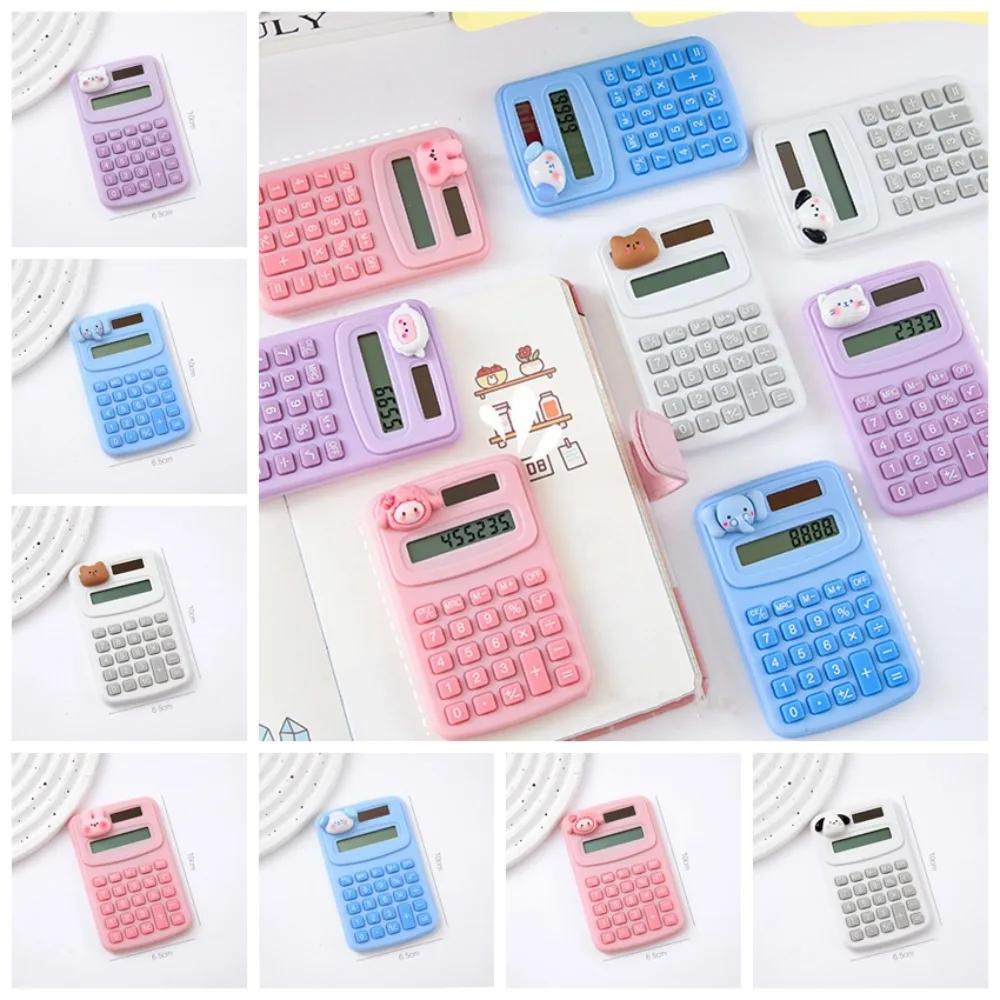 8 Digits Cute Mini Portable Digit Calculator Lightweight Small Cartoon Cute Calculator Cartoon Animal Kawaii Learning Tools