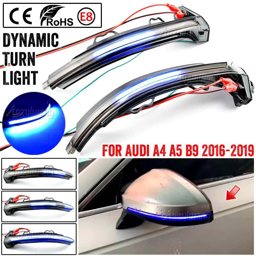2 قطعة LED ديناميكية بدوره مصباح إشارة الرؤية الخلفية الجانب مرآة مؤشر ضوئي الوامض صالح لأودي A4 S4 RS4 B9 2016-2019 A5 S5 RS5