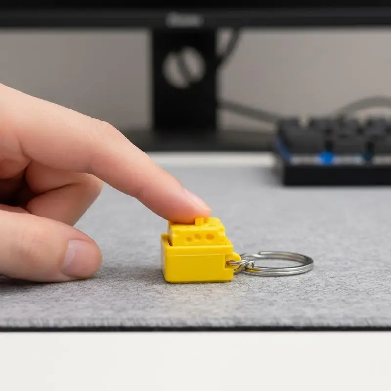 Funny Cheese Keyboard Keychain – Pressable Click Button Fidget Gadget, Whimsical Gift for Adults & Teens