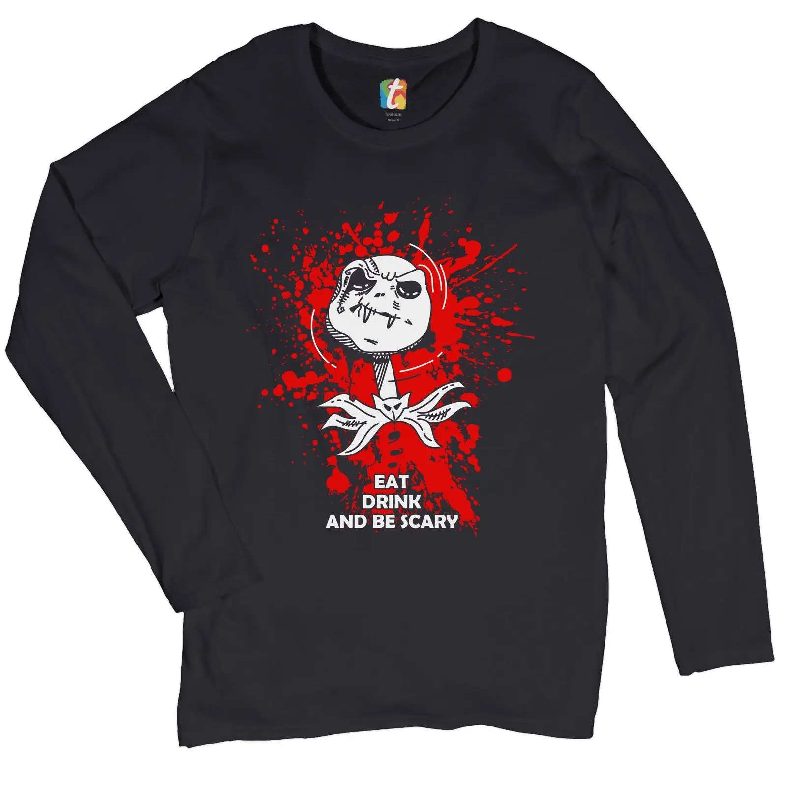 

Eat Drink and Be Scary Women's Long Sleeve T-shirt Bloody Vampire Halloween