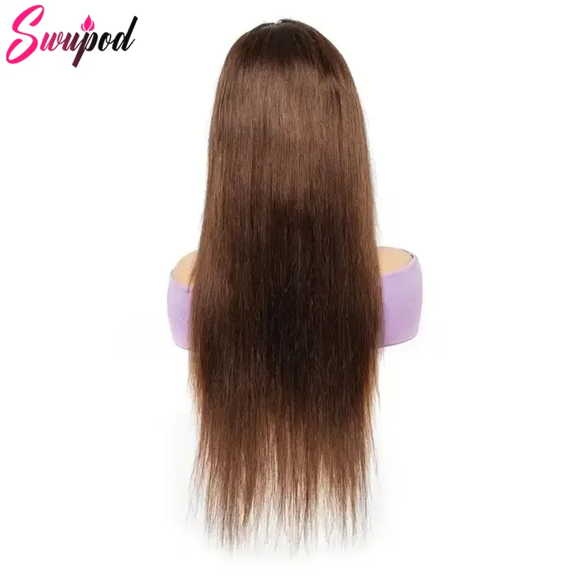 Swupod 13x4 13x6 HD Lace Front Wig for Women Silky Straight Remy Human Hair Dark Chocolate Brown Glueless Pre Plucked