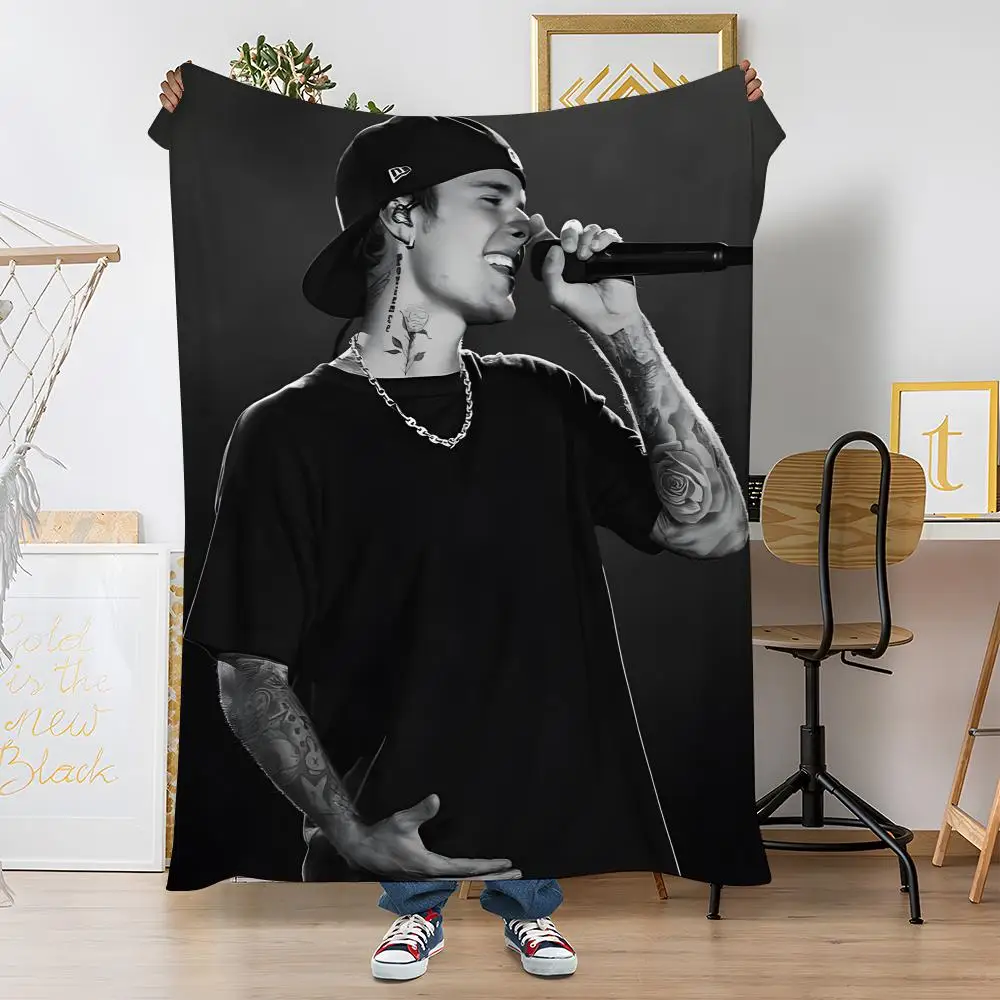 

POPULAR J-Justin BieberS Throw Soft Coral Fleece Blanket 310gsm Fluffy Warm Throw for Sofa Bed Couch Bedroom Decor