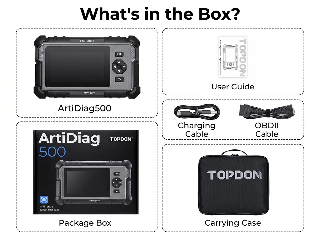 TOPDON ArtiDiag500 Car Diagnostic Tools OBD2 Scanner Engine/ABS/SRS/Transmission Automotive Tool OBD2 Code Reader Free Update