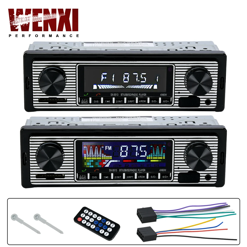 Vintage Car Radio Vehicle Integrated MP3 Player Wireless Bluetooth Multimedia Player AUX USB FM 12V Classic Stereo Audio Player