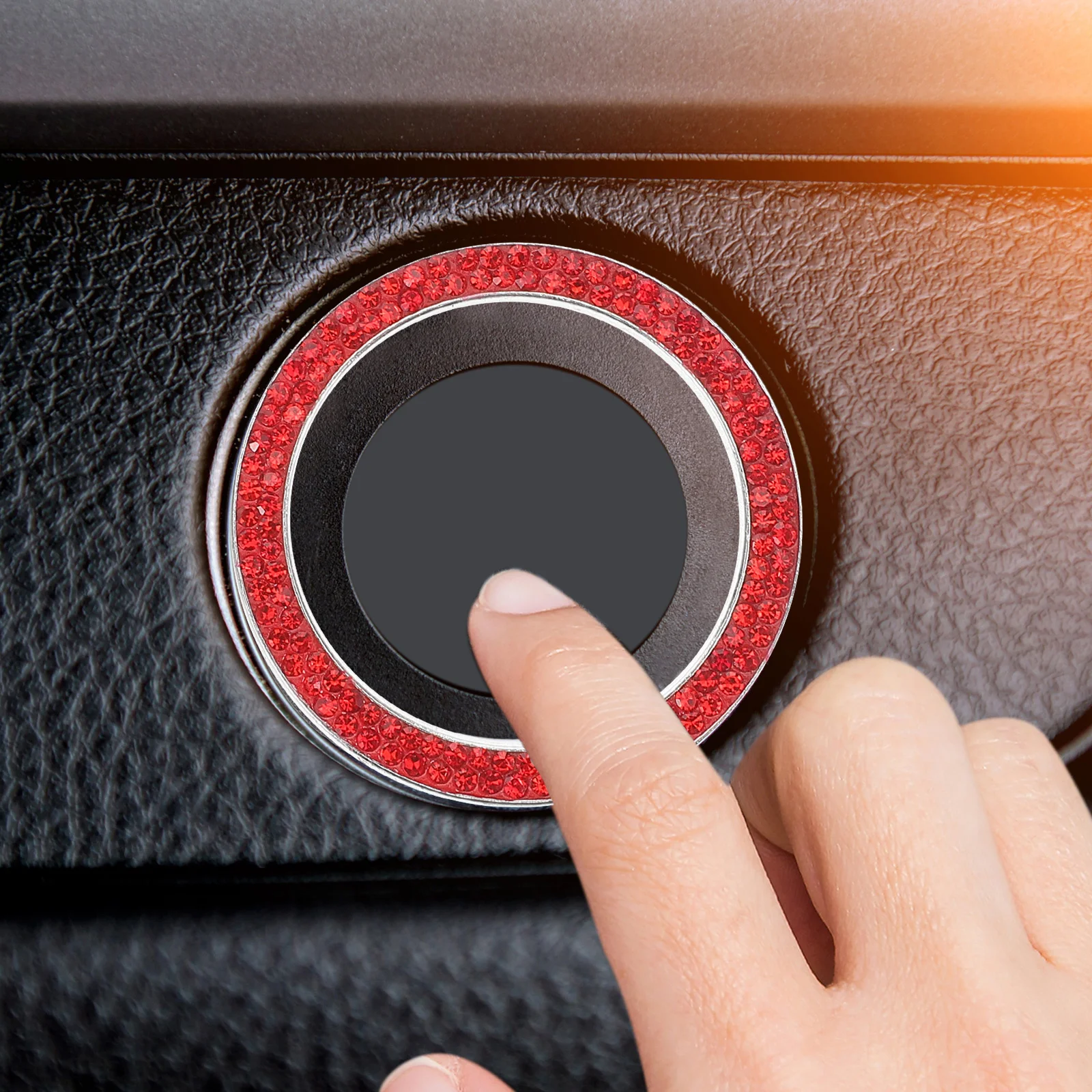 

4pcs Car Start Button Decoration Rhinestone Push Start Button Cover Easy Install Universal Fit For Most Cars Bling Car