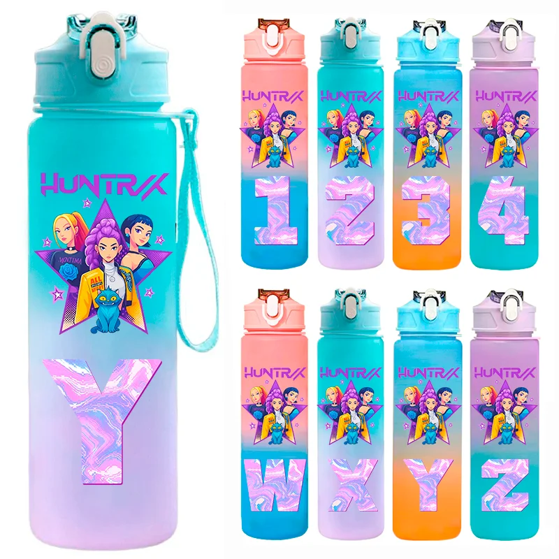 

Бутылка для воды Kpop 750 мл, большая емкость, с соломинкой, для студентов, портативная, спортивная, герметичная, подарок