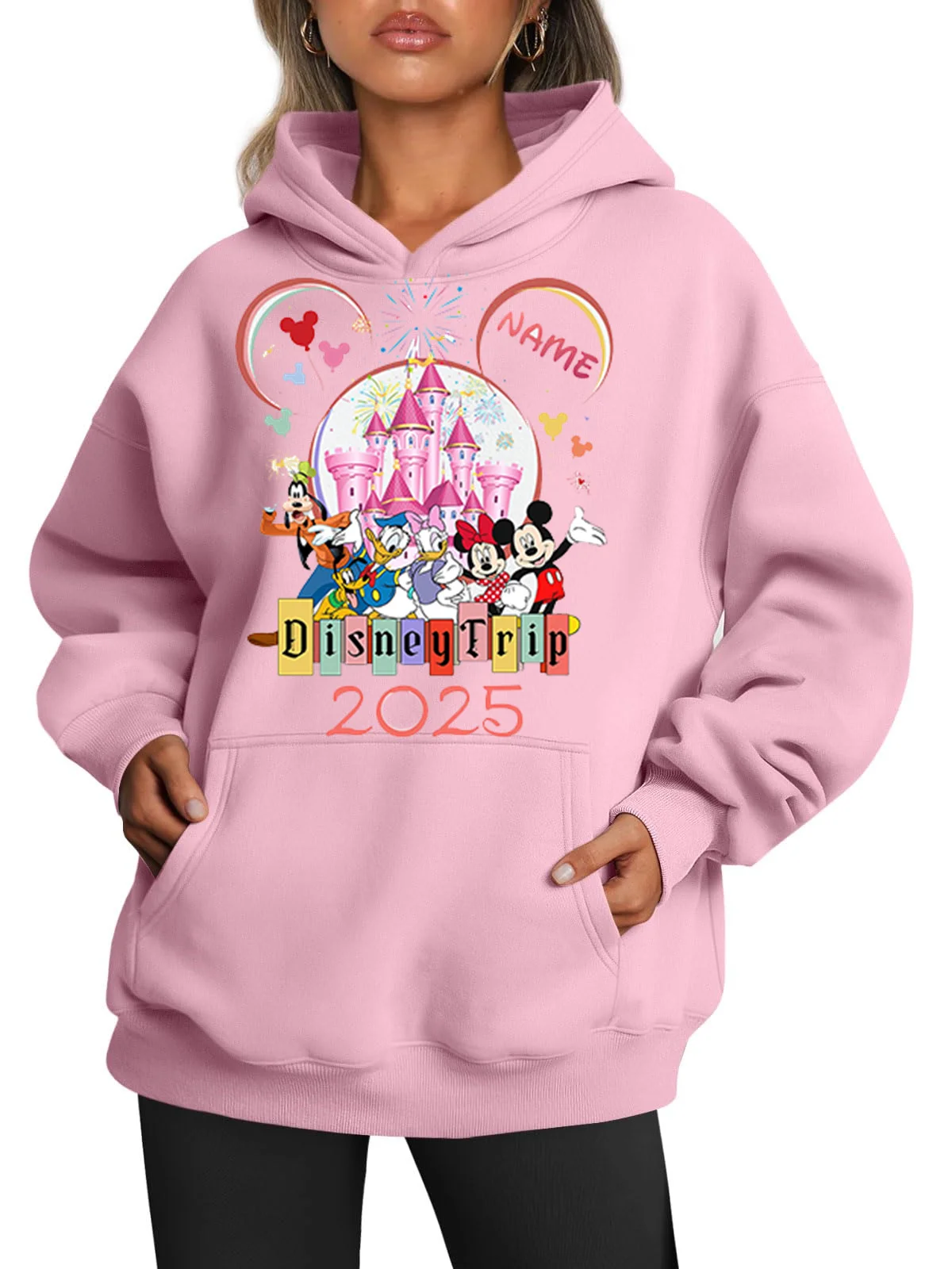 Disney 2025 Journey American New Year Celebration Gift Hoodie Women\'s Fashion Loose Leisure Sports Disney Long Sleeve Hoodie