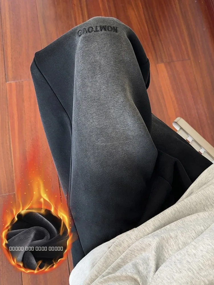 

Мужские винтажные утепленные спортивные брюки Waed с флисовой подкладкой, серебристые бархатные брюки в американском ретро-стиле, драпированные, широкие, длинные