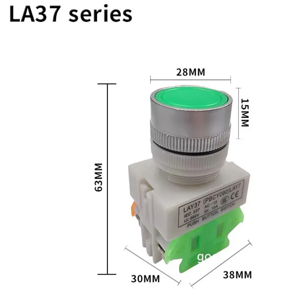 LAY7 (PBCY090) LAY37 11BN Red 10A 660V Momentary Push Button Switch 1NO 1NC