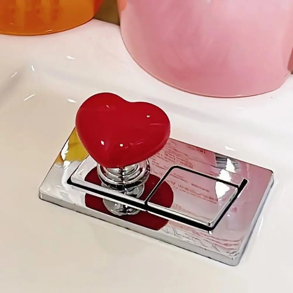 Cute Heart Shape Toilet Flush Press Soft Silicone No Drilling Widened Base Easy Flush Enhancer for Aesthetic Bathroom Decor