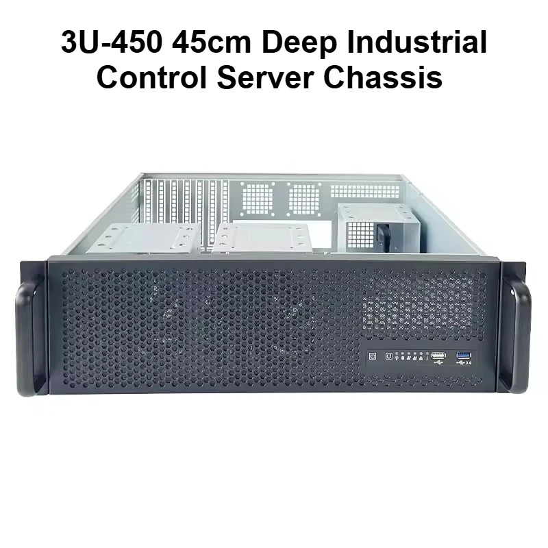 3U-450 Industrial Server Chassis 45cm Depth Rackmount Case with 9 HDD Bays, ATX Motherboard Support, ATX/2U Power Supply