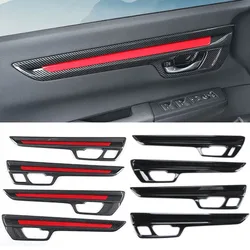 Fit for Honda CRV 6th CR-V 2024 2025 4PCS Carbon Fiber Color Piano Black Inner Door Line Decorative Trim Cover
