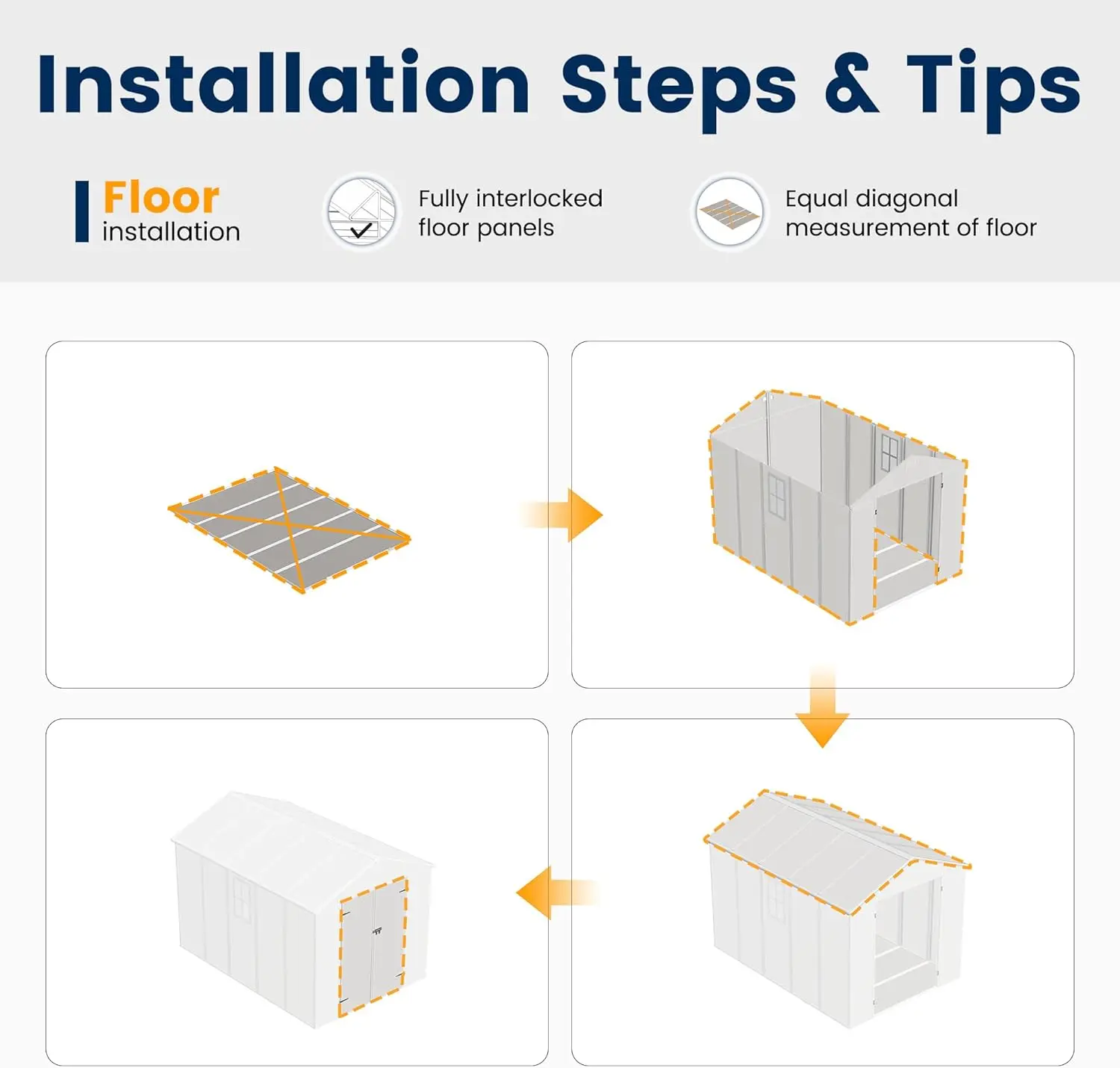 سقيفة تخزين من الراتنج مقاس 8 × 10 أقدام، سجادات حديقة خارجية مع أرضية بلاستيكية للتخزين في الهواء الطلق مع باب قابل للقفل للدراجة #5