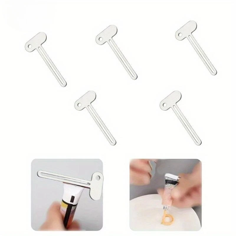 5Pcs Stainless Steel Toothpaste Tube Squeezers Metal Key for Bathroom Hair Dye Cosmetic Tubes Squeezer