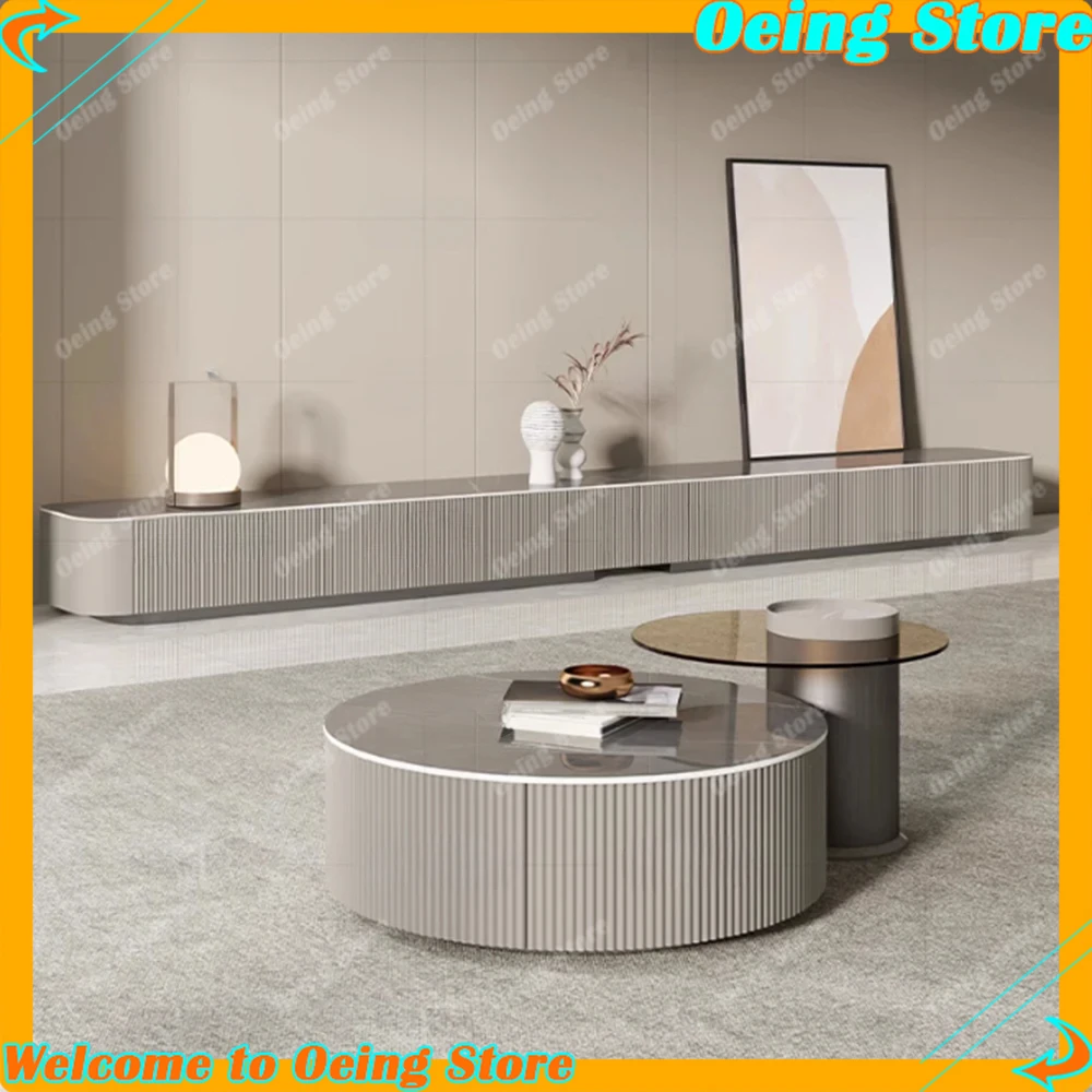 

Modern Aesthetic TV Stand Glossy Nordic Floor Mount Design With Spacious Drawers Living Room Stylish Home Furniture Sale