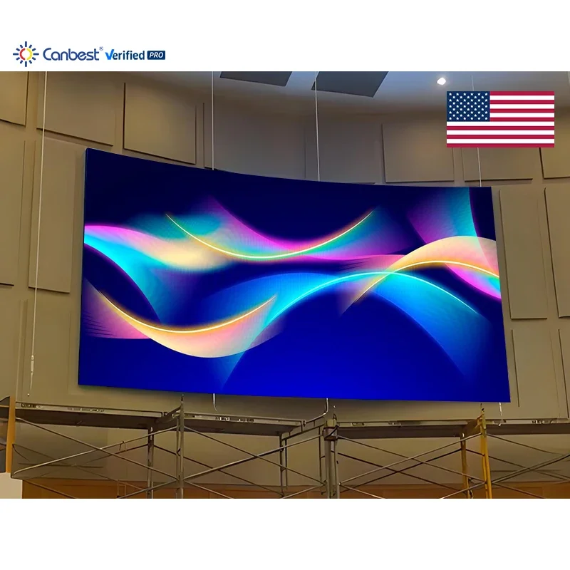 P1.86 7040X3840mm 23.09X12.59ft Curved Wall Mounted Indoor LED Video Wall Display Screen for USA Church Worship Stage