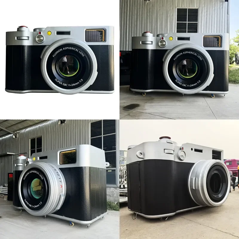 Retro Camera Style Mobile Food Cart Portable Snack Beverage Stall for Street Vending Milk Tea Coffee Service Outdoor Event