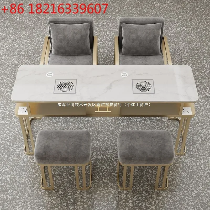 Light luxury vacuum cleaner single double three-person table chair table and chair combination set solid wood
