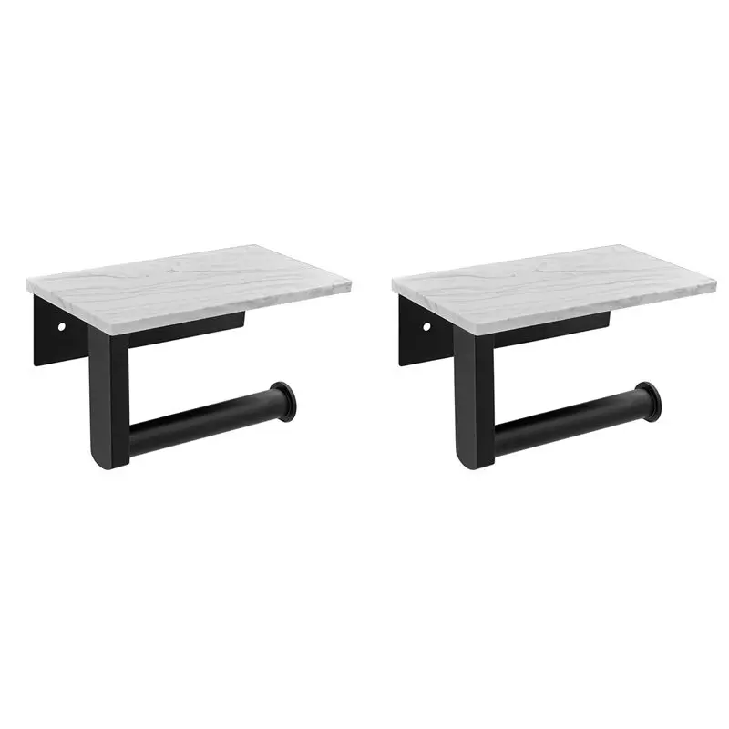 

Держатель для туалетной бумаги ABJN-2X из мрамора с полкой, настенный, для ванной комнаты, декоративный, черный