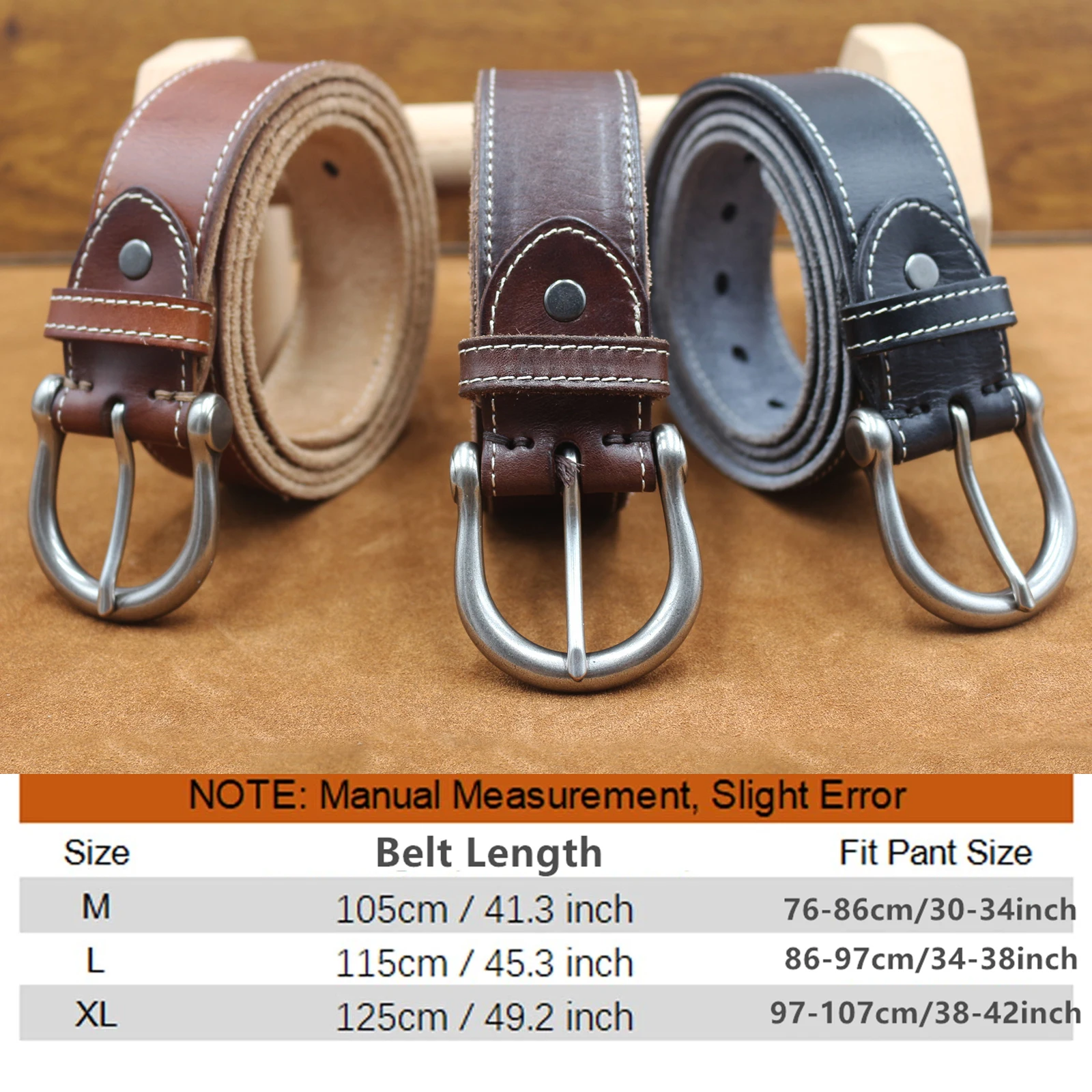 Vintage 100% Genuine leather Belt for Men High Quality Natural Cow Leather Men\'s Belt Male Strap for jeans or pants