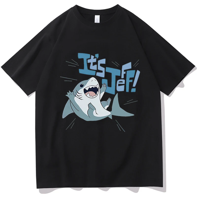 Kawaii Jeff The Landshark تي شيرت بأكمام قصيرة موضة القطن تي شيرت الجرافيك الطباعة القوطية الرجعية التي شيرت Camisetas لينة تيز