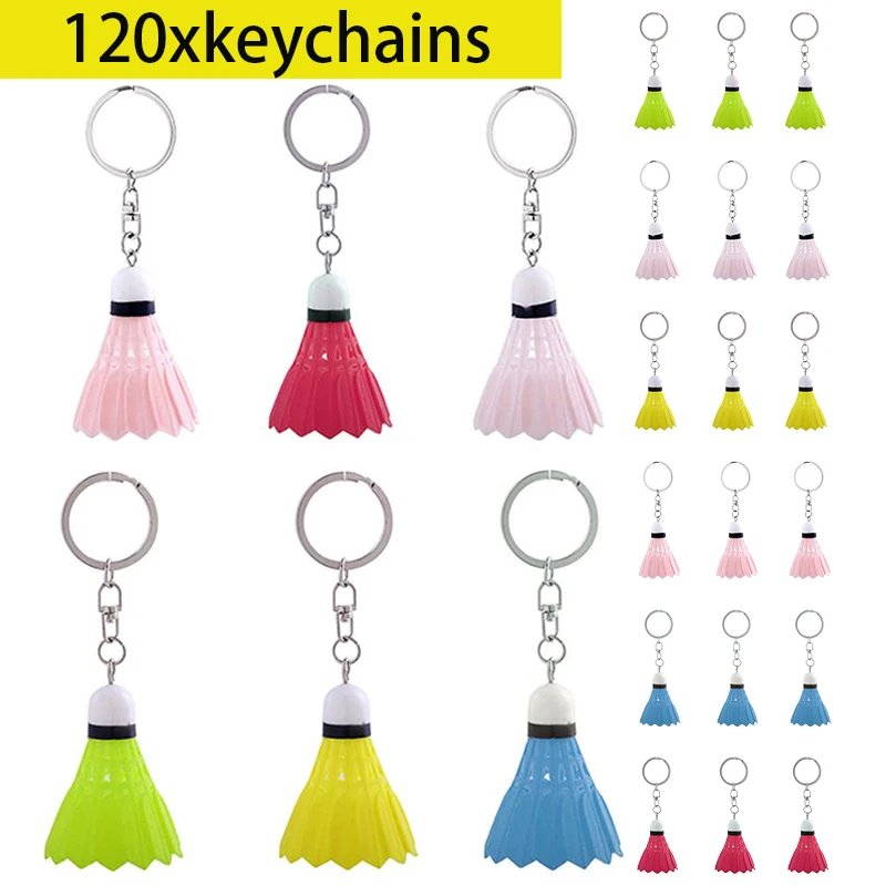 

120Pcs Colorful Miniature Badminton Keychains Sports Ball Decorative Keychains Sports Pendant Gift Key Ring Souvenirs