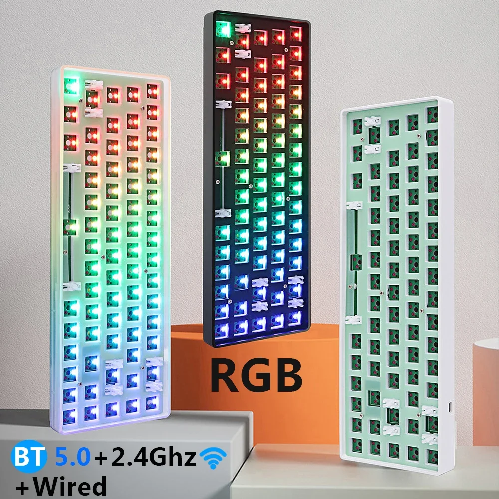 핫 스왑 맞춤형 RGB 기계식 키보드 키트, 2.4G 무선 블루투스 3 가지 모드 지원, 체리 MX 스위치 게임용 노트북, GKS68