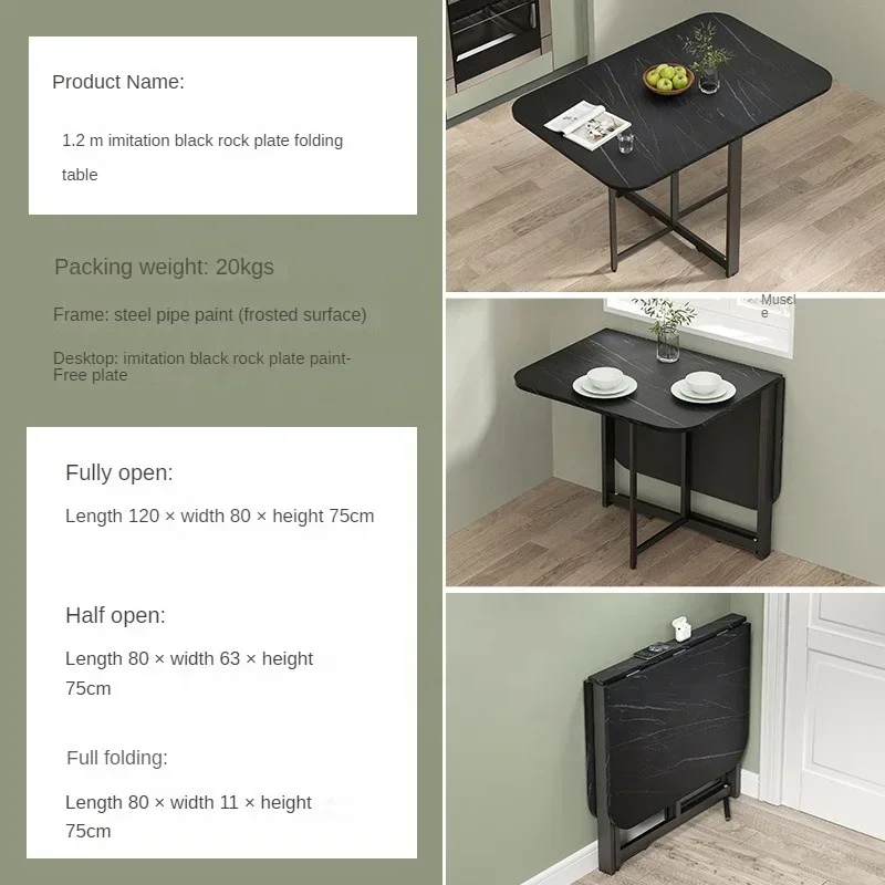 Household Home Storage Save Space Dining Table With Metal Leg Folding Table Hot sales