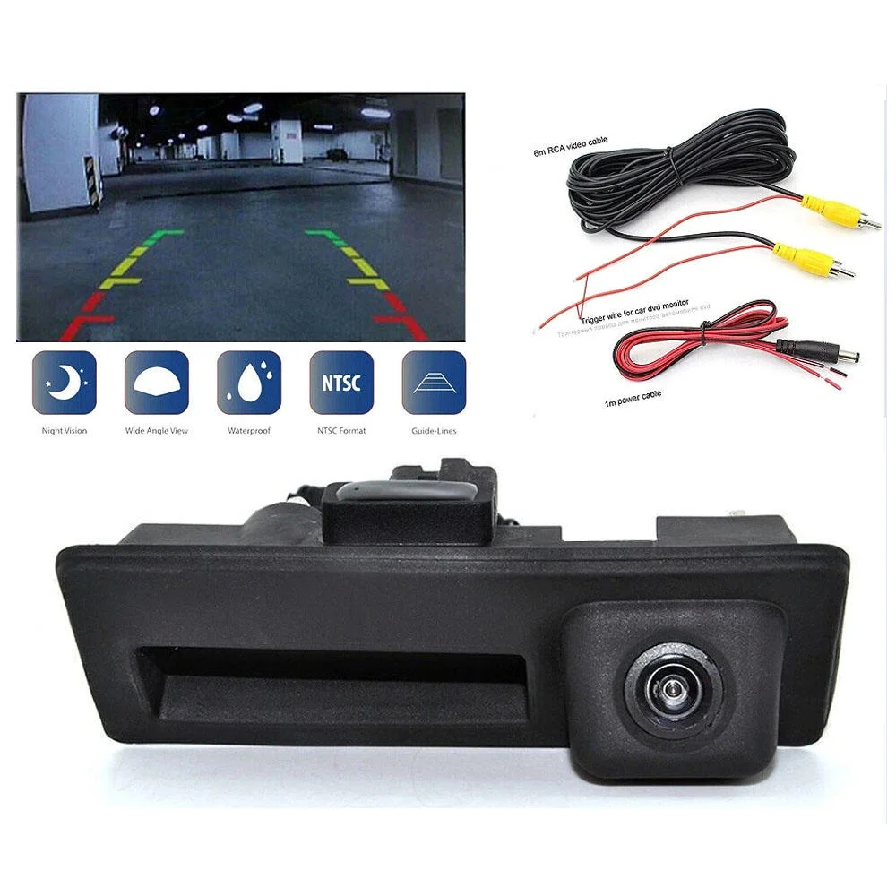 Kamera cofania w uchwycie klapy bagażnika do Audi A3 A4 A5 A6 A7 Q3 Q5 Q7, VW MK2 MK6, Passat B6 B7 B8, kamera cofania CCD CVBS
