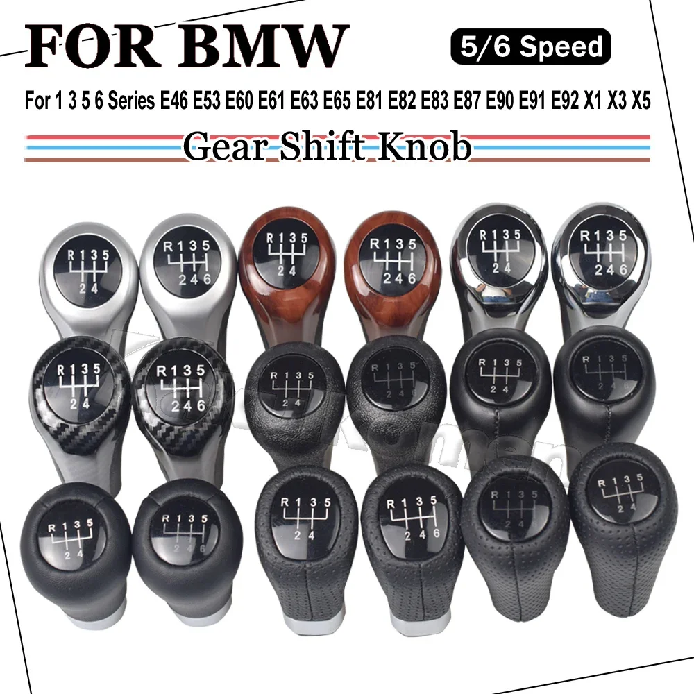 5 6 Speed Gear Shift Knob Shifter Lever Handle Head Stick For BMW 1 3 5 6 Series E30 E32 E34 E36 E38 E39 E46 E53 E60 E63 E83 E90