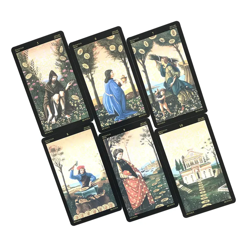 Golden Botticelli Tarot Leisure Entertainment Game Card family gatherings Tarot Card Brochure Guide 12 * 7CM Tarot