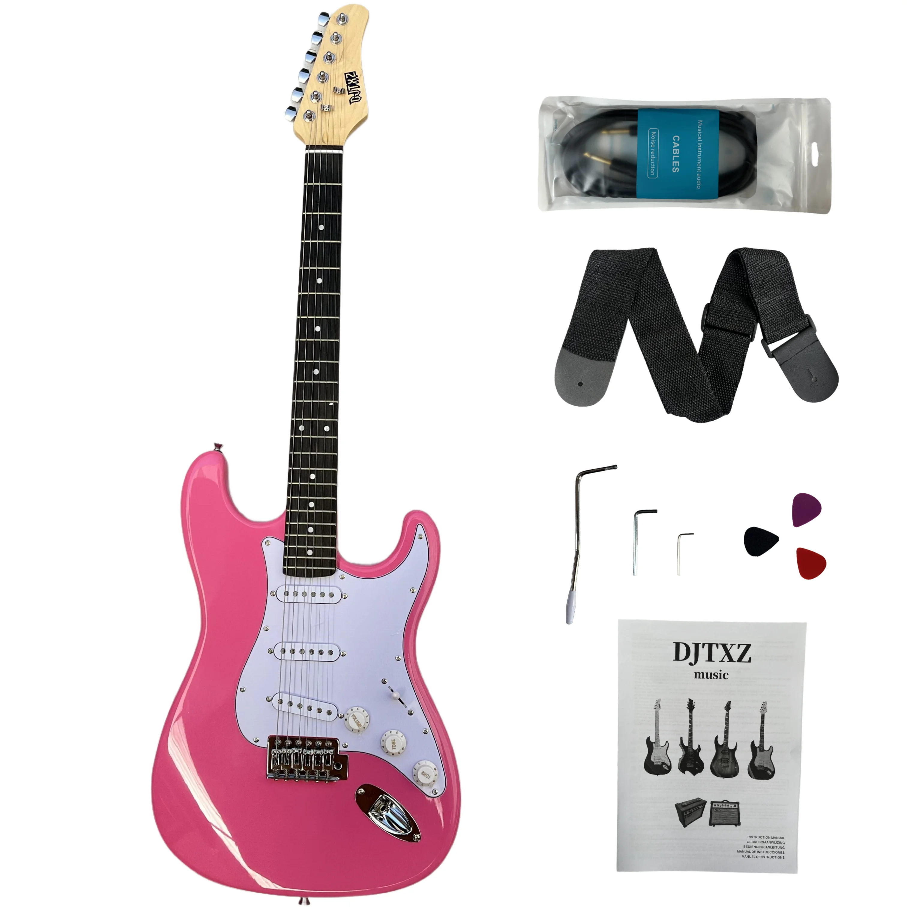 La guitarra guía para principiantes estilo guitarra eléctrica rosa viene con mochila gruesa