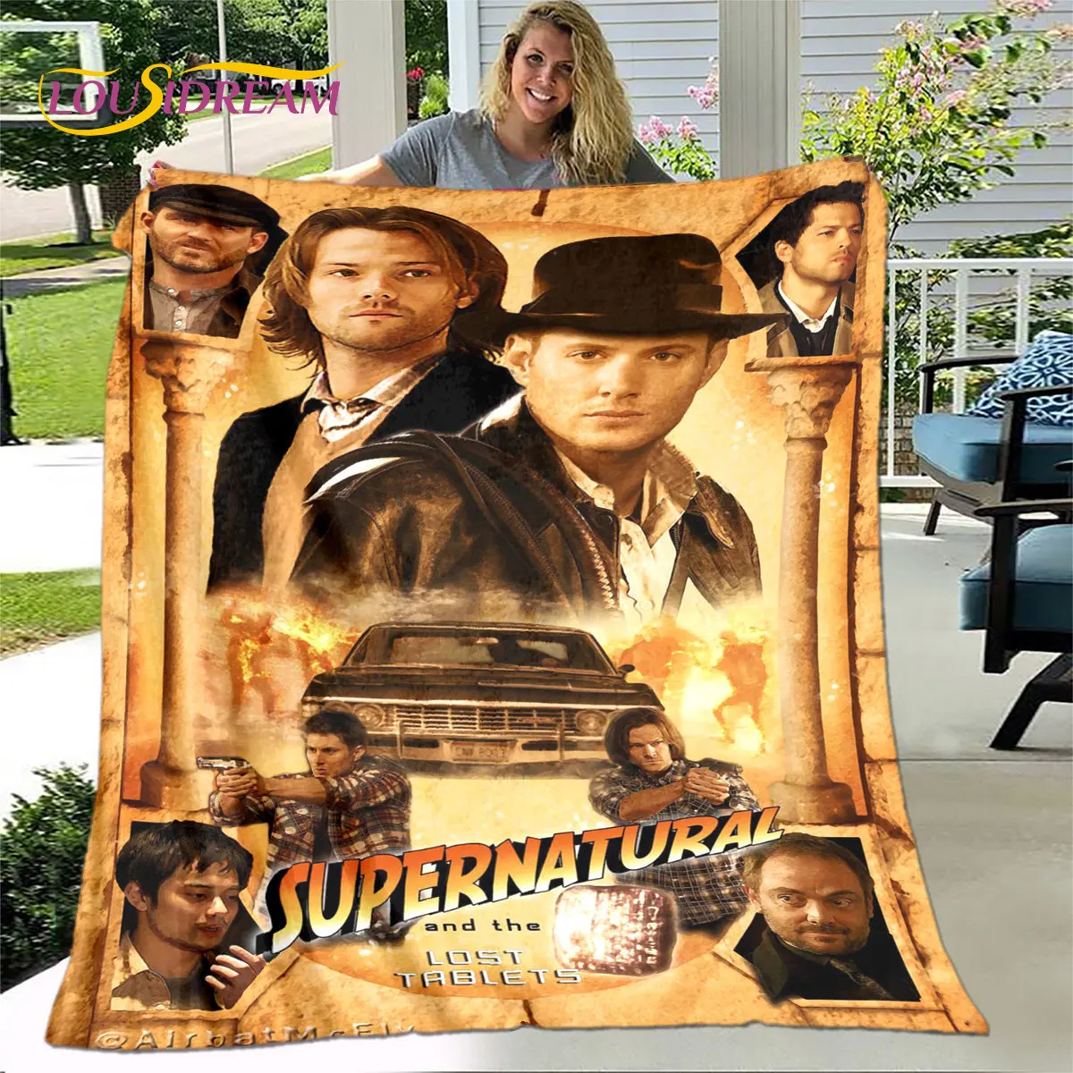 Supernatural Blanket,Flannel Blanket Throw Blanket,Warm Blanket for Home Living Room Bedroom Beds Sofa Office Outdoor Picnic