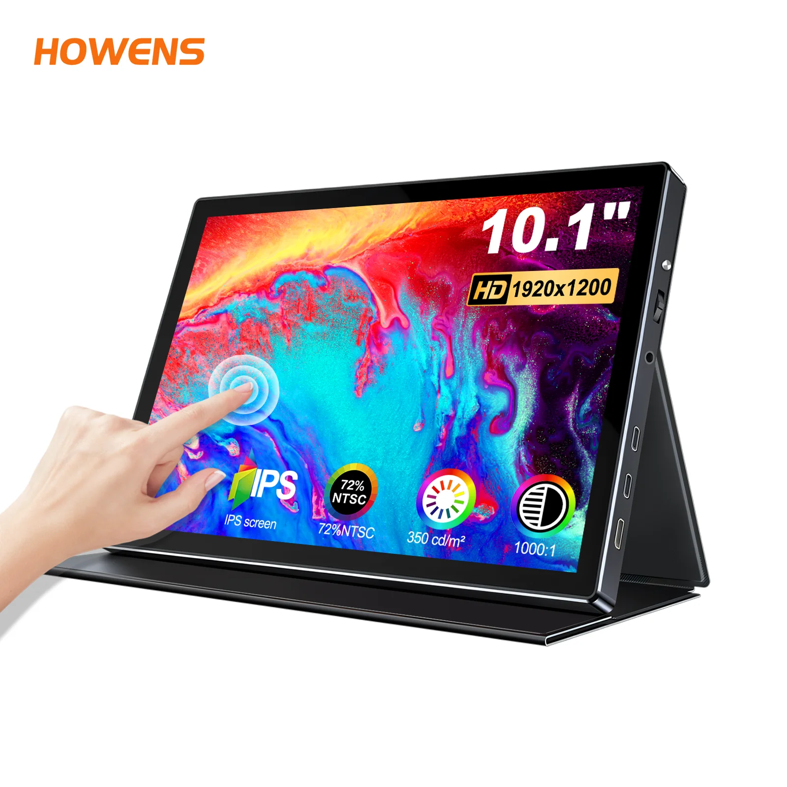 

10.1" Thin Portable Monitor 1920*1200 HD 60Hz Touch Monitor Type-C HDMI for iPhone PC Mac Second Screen Touchscreen Display