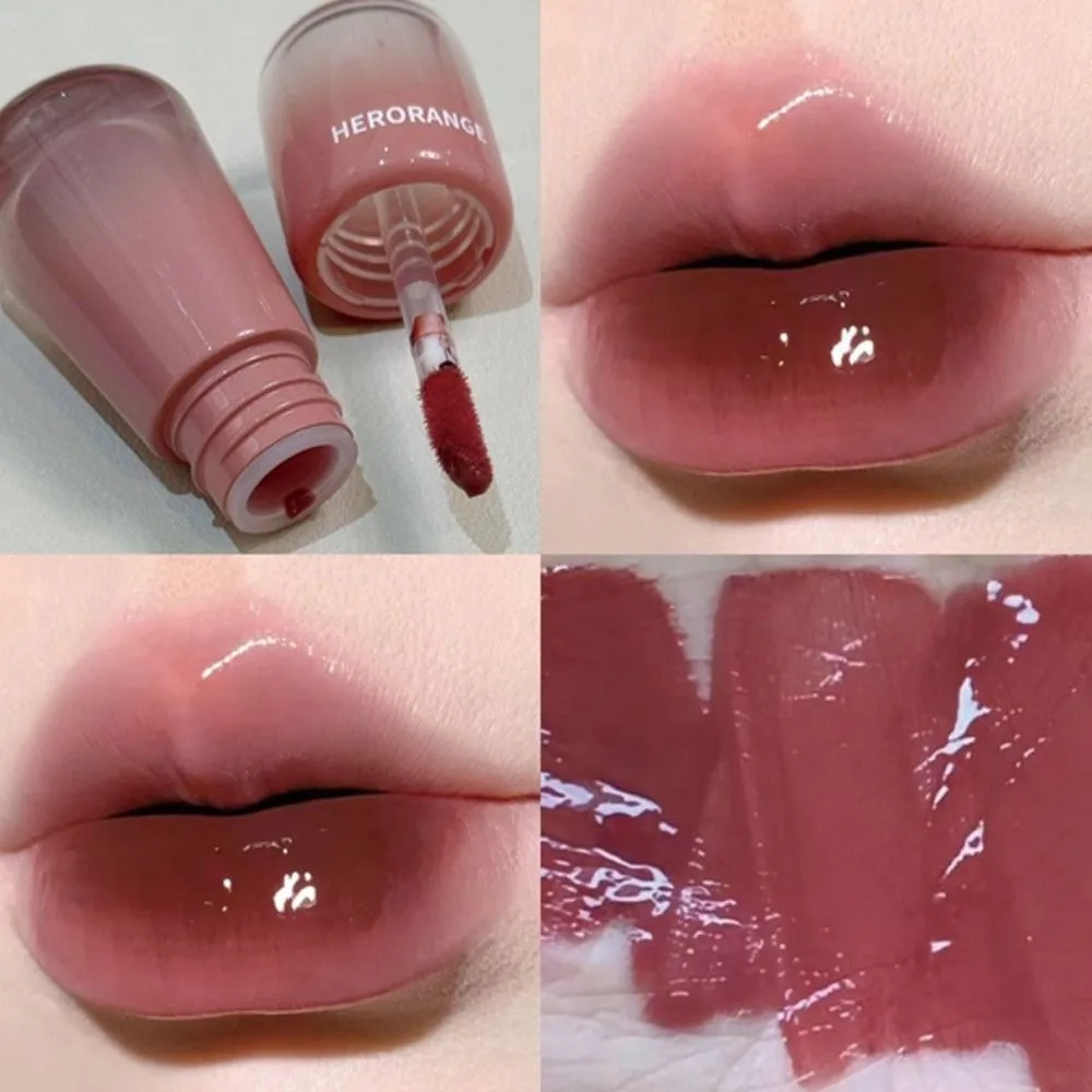 Cristal de água Lasting Batom, Sexy Red Lip Tint, 6 cores Lip Gloss, maquiagem impermeável Lip Plumper, acessível