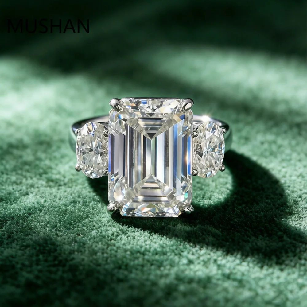 MUSHAN Luxury 12 carat grandmother cut moissanite cross-border S925 sterling silver diamond ring European American high jewelry