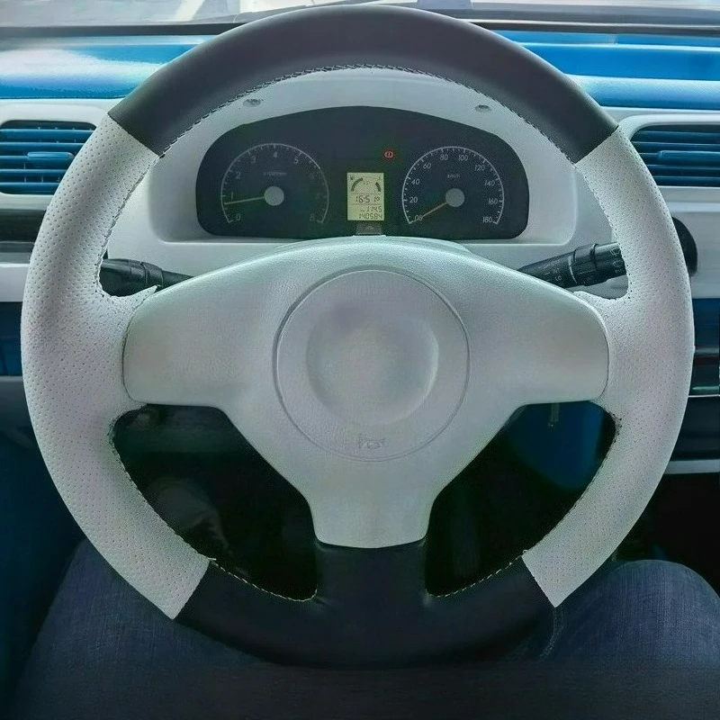 For Suzuki SX4 Alto Old Swift Opel Agila Hand Stitchedred Genuine Leather non-slip black brown Car Steering Wheel Cover