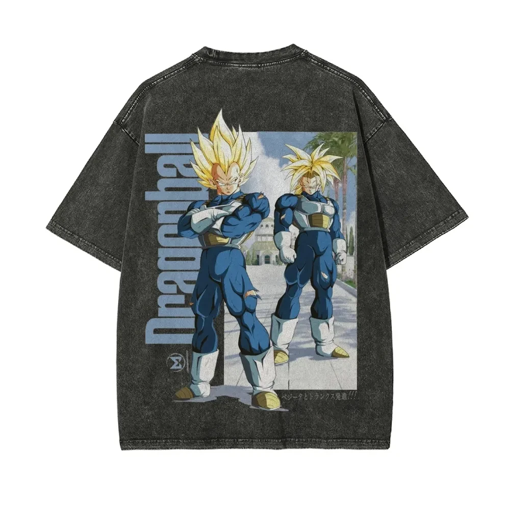 Dragon Ball lavé rétro T-Shirt à manches courtes décontracté vêtements d'été hommes confortable à manches courtes demi manches sport haut populaire