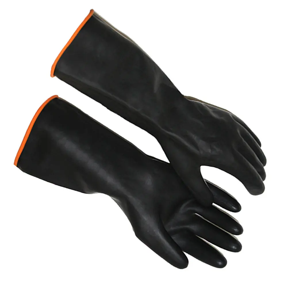 1Pair Premium Natural Latex Rubber Gloves Extra Long Cuff Industrial Safety Work Anti-Skid Wear Resistant for Cleaning