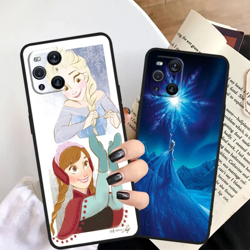 Ice And Snow Fantasy Disney For OPPO Find X6 X5 X3 A54S A5 A94 A16 A53S A57 A74 A72 A98 A78 A96 A9 5G Black Back Phone Case