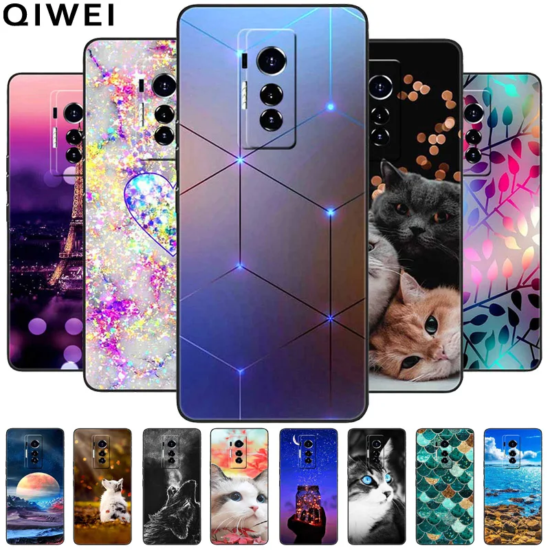 For Tecno Phantom X Case Soft Silicone Luxury Shockproof Cover On for PhantomX 2021 TPU Coque Cute Cat Painted Funda Shell 6.7\'\'