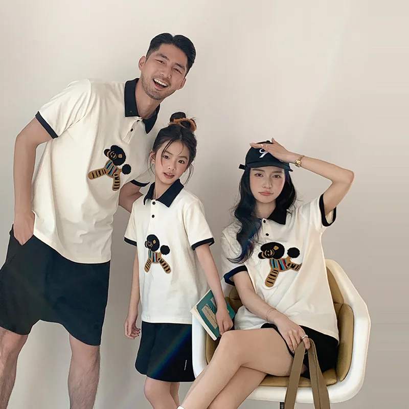 2026 New Year of The Horse Family Matching Outfits Color Polo Shirts with Collar for Family of 3-4 Mommy & Me Daughter Tees