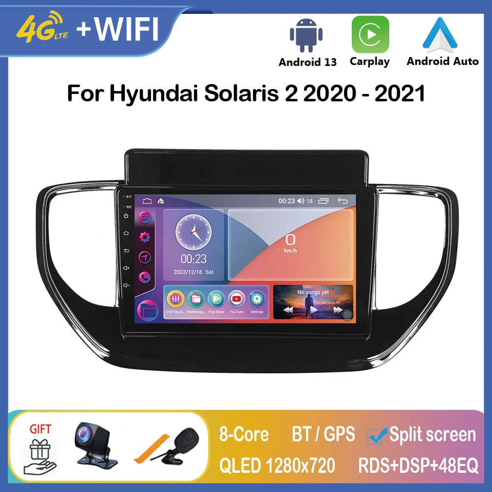 

Carplay Android Auto Car Radio For Hyundai Solaris 2 II 2020 - 2021 2 Din Multimedia Player Autoradio Headunit Navigation Stereo