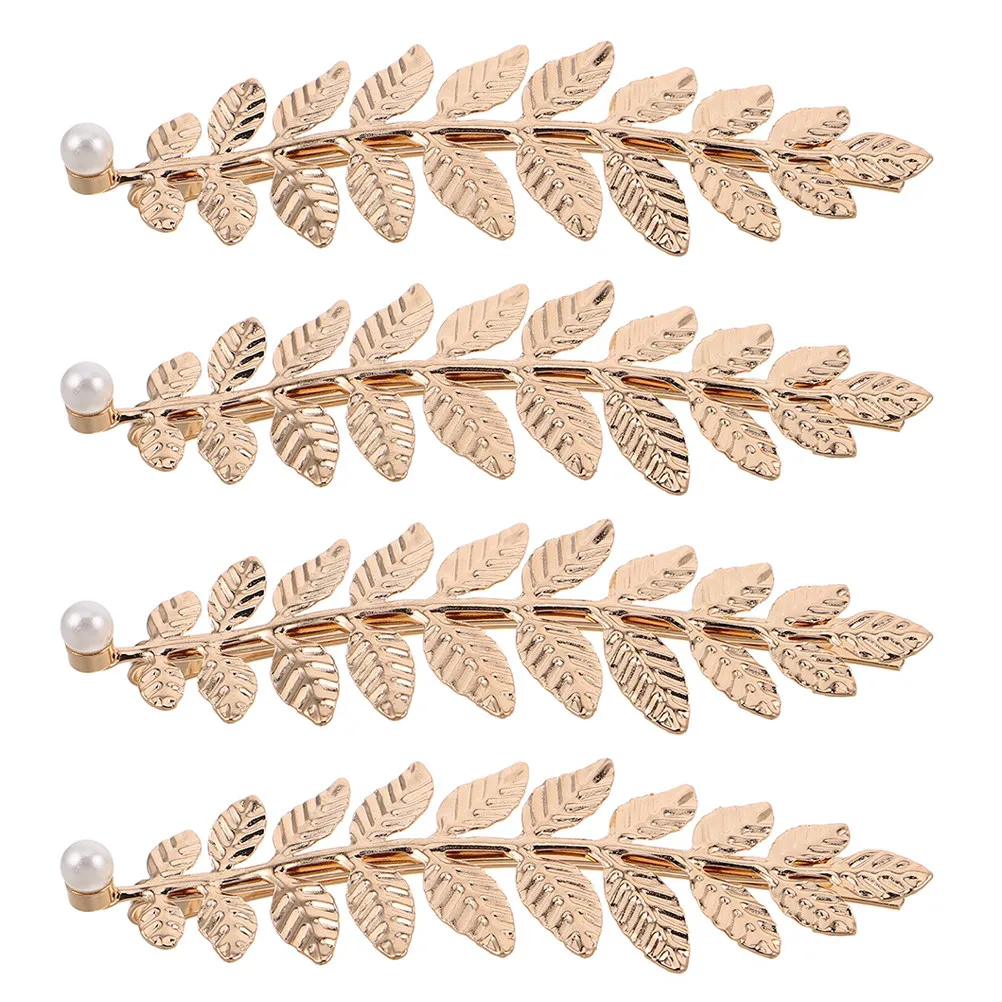 4Pcs Pearl Leaf Hair Clips Elegant Wedding Hair Accessories Vintage Bridal Barrettes for Bridesmaids Leaf Wedding Hairpin