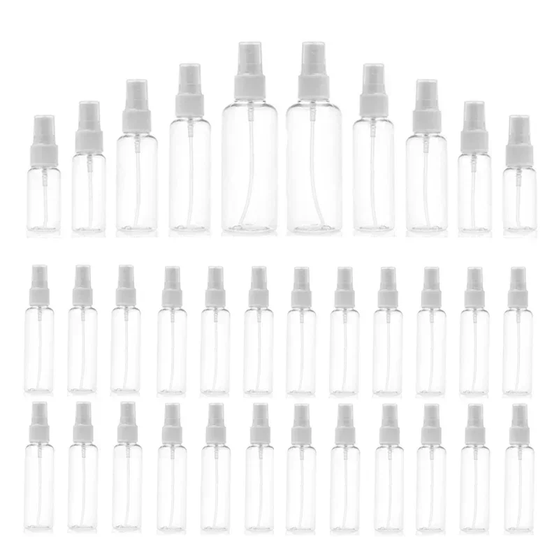 

50Pcs 10ml-120ml Empty Clear Plastic Spray Bottle Travel Portable Liquid Nebulizer Containers Refillable Perfume Sample Bottles