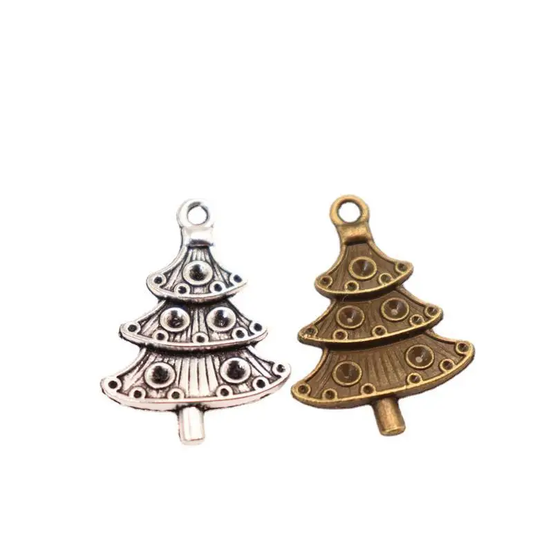

100 шт./лот DIY микс ювелирных изделий аксессуары сплав ретро рождественская елка в форме подвески телефон кулон