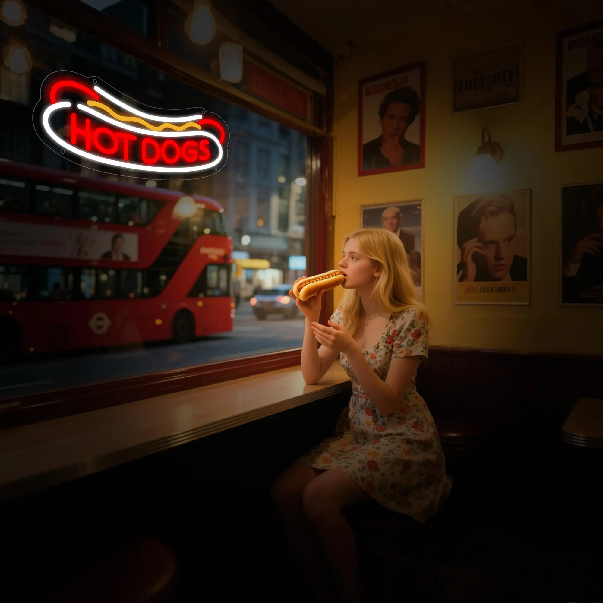 HOT DOGS Neon Signs Wall Decor Neon Lights for Shop Led Business Signs for Fast Food shops Party Gift Led Wall Decorative Lights