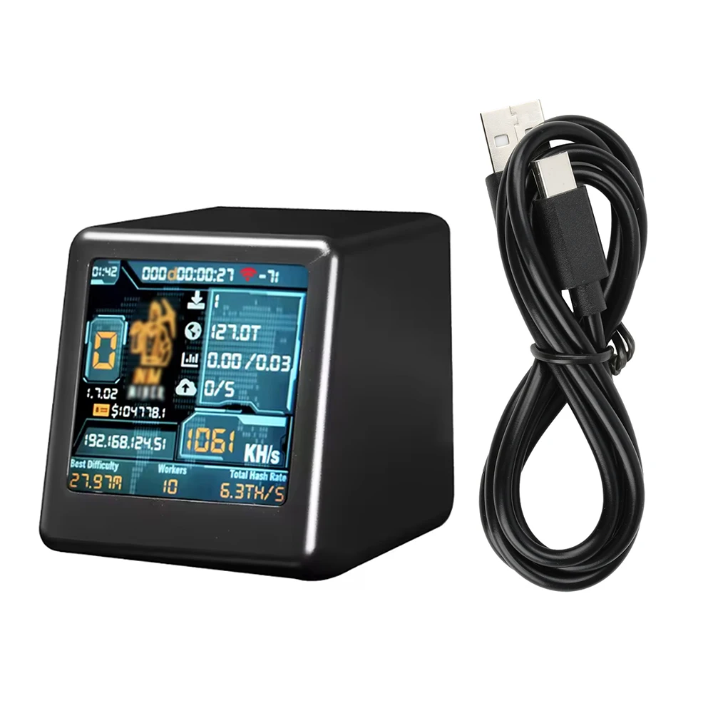 Placa de desenvolvimento ESP32-DROOM com display de 1.54 polegadas Taxa de hash de 1060kH/s e Bluetooth/Wi-Fi para mineração BTC e modo de relógio de mesa