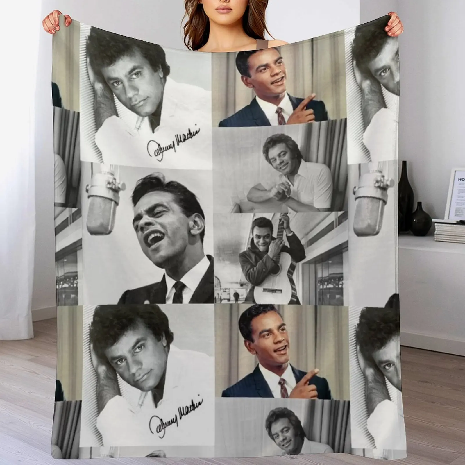 

johnny mathis collage Throw Blanket Decorative Sofas Sofa Quilt funny gift For Decorative Sofa Blankets